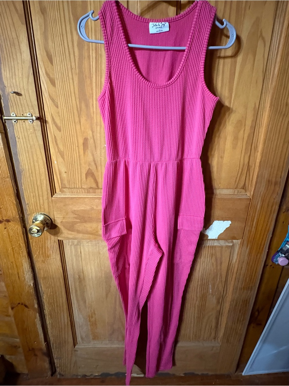 Juicy Couture Hot Pink Ribbed Sleeveless Jumpsuit